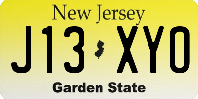 NJ license plate J13XYO