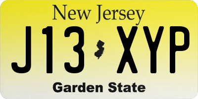NJ license plate J13XYP