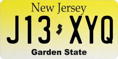 NJ license plate J13XYQ