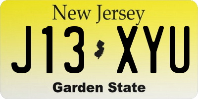 NJ license plate J13XYU