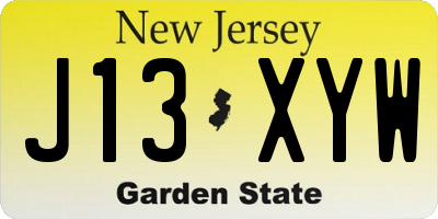 NJ license plate J13XYW
