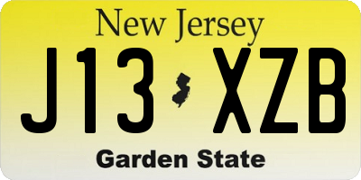 NJ license plate J13XZB