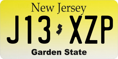 NJ license plate J13XZP