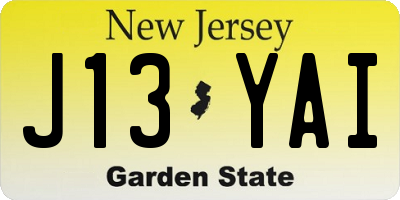 NJ license plate J13YAI