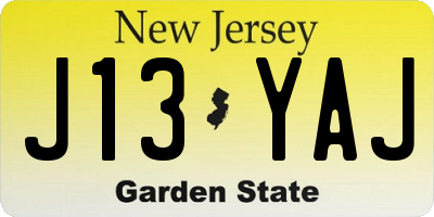NJ license plate J13YAJ