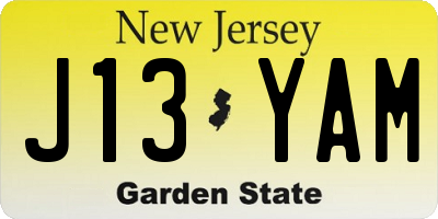 NJ license plate J13YAM