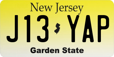 NJ license plate J13YAP