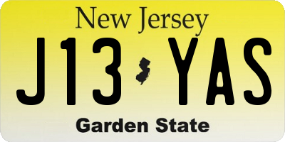 NJ license plate J13YAS