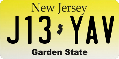 NJ license plate J13YAV