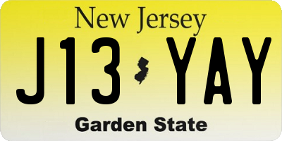NJ license plate J13YAY