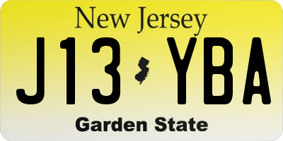 NJ license plate J13YBA
