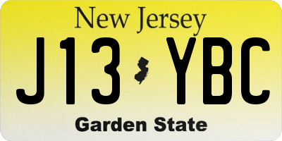 NJ license plate J13YBC