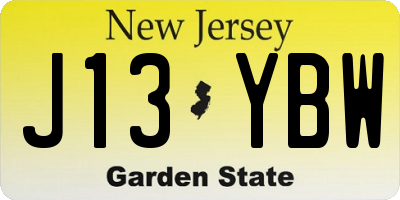NJ license plate J13YBW