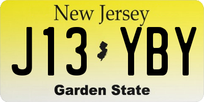 NJ license plate J13YBY