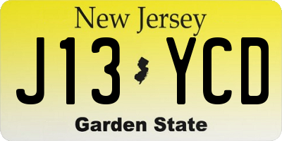 NJ license plate J13YCD