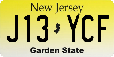 NJ license plate J13YCF