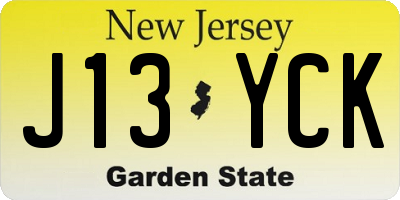 NJ license plate J13YCK