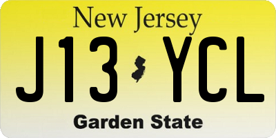 NJ license plate J13YCL