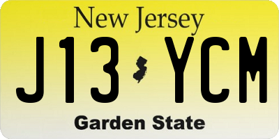 NJ license plate J13YCM