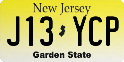 NJ license plate J13YCP