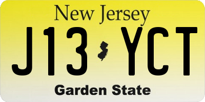 NJ license plate J13YCT