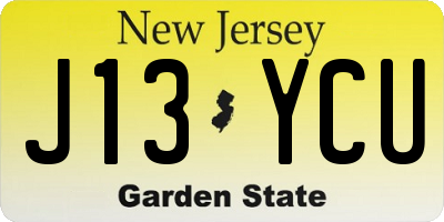 NJ license plate J13YCU