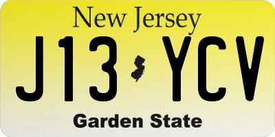 NJ license plate J13YCV