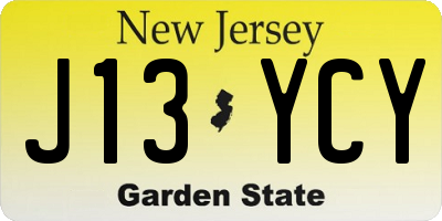 NJ license plate J13YCY