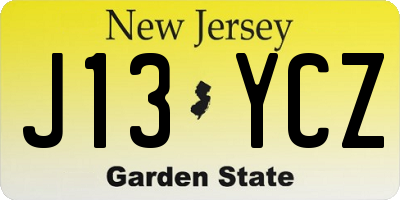 NJ license plate J13YCZ