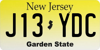 NJ license plate J13YDC