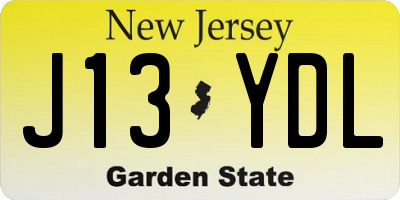 NJ license plate J13YDL