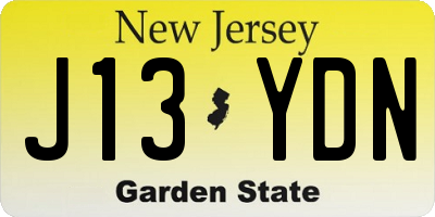 NJ license plate J13YDN