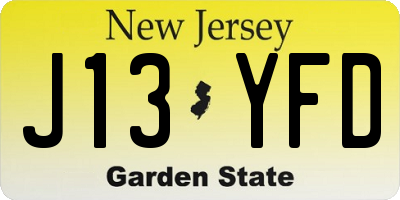NJ license plate J13YFD