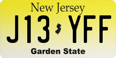 NJ license plate J13YFF