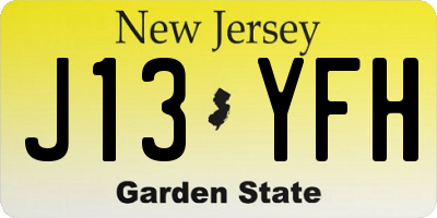NJ license plate J13YFH