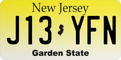 NJ license plate J13YFN