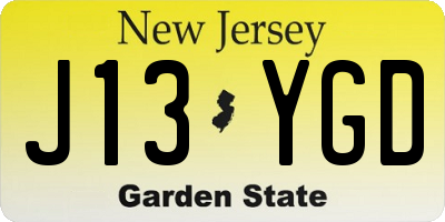 NJ license plate J13YGD