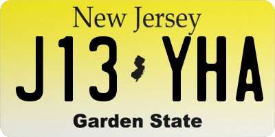 NJ license plate J13YHA