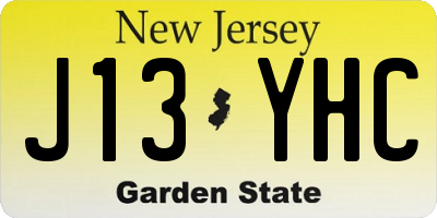NJ license plate J13YHC