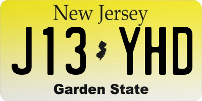 NJ license plate J13YHD