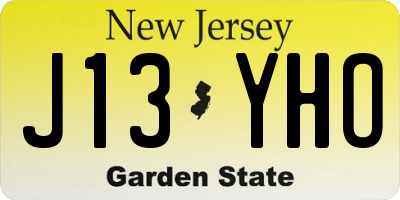 NJ license plate J13YHO
