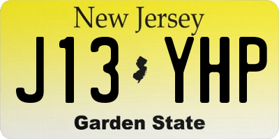 NJ license plate J13YHP