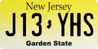 NJ license plate J13YHS