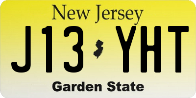 NJ license plate J13YHT