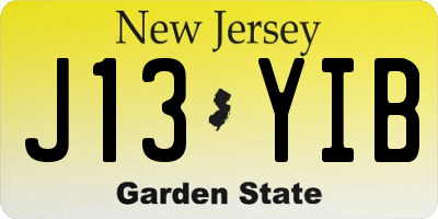 NJ license plate J13YIB