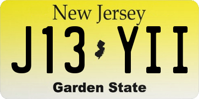 NJ license plate J13YII