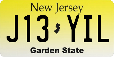 NJ license plate J13YIL