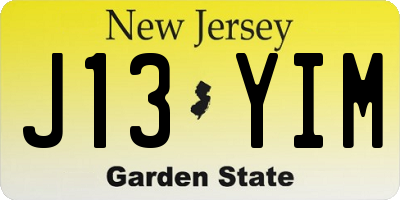 NJ license plate J13YIM