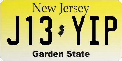 NJ license plate J13YIP