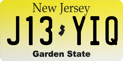 NJ license plate J13YIQ
